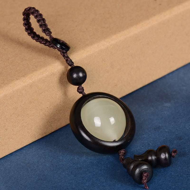 Red Sandalwood Ebony Wood Green Sandalwood Luminous Lucky Bead Gourd Peace Key Chain