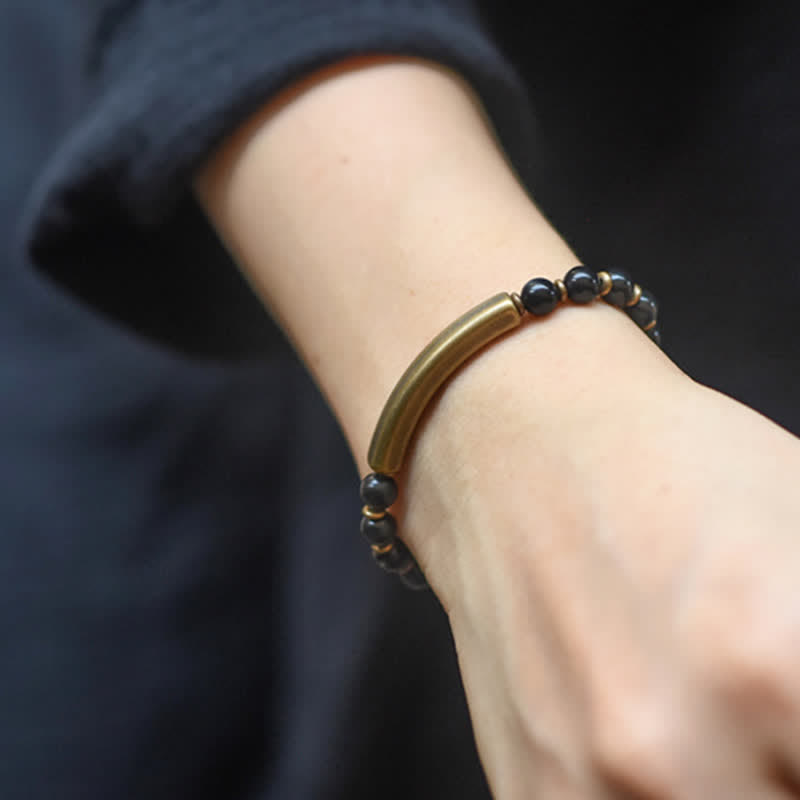 Handmade Red Jasper Moss Agate or Black Obsidian Copper Wrap Couple Bracelet