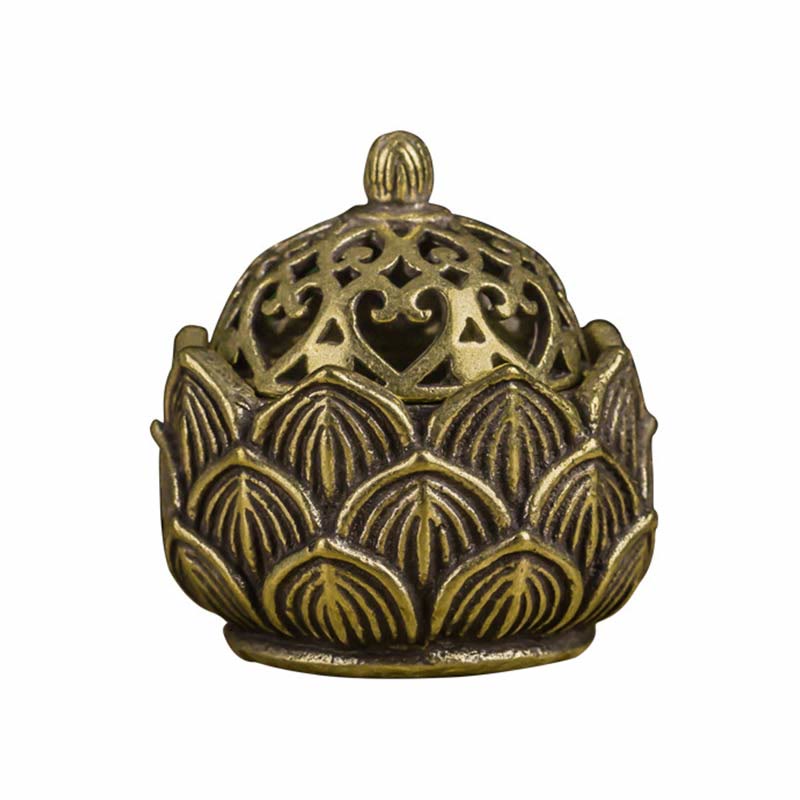 Tibetan Mini Lotus Pattern Copper and Brass Meditation Incense Burner
