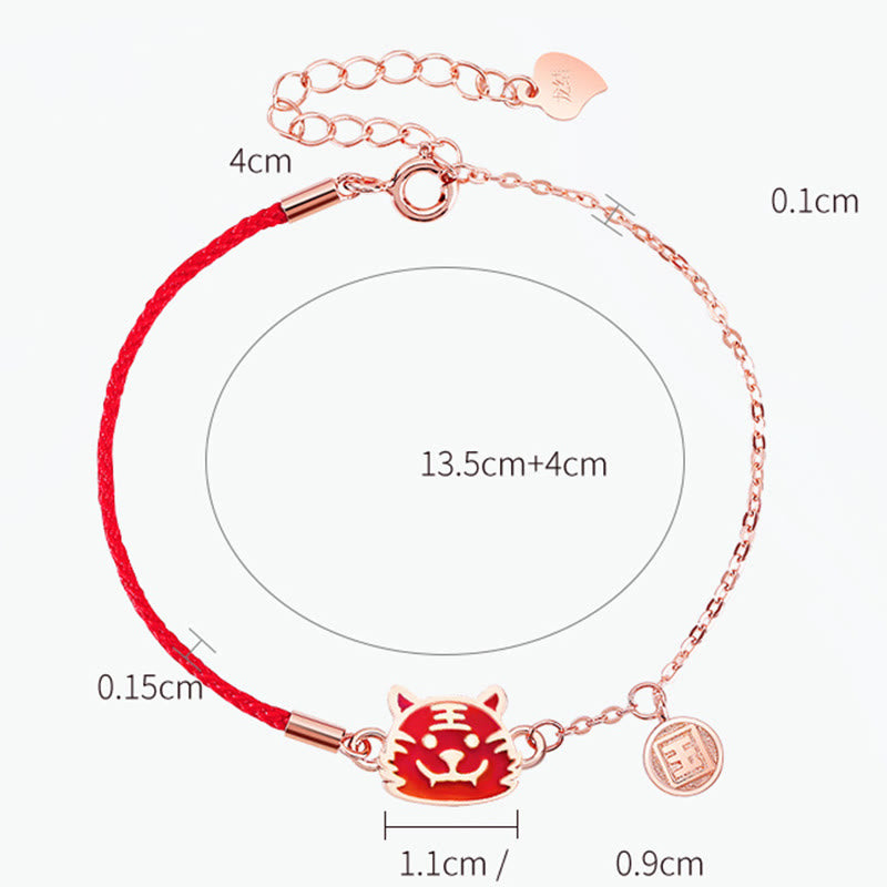 925 Sterling Silver Color-changing Chinese Zodiac Luck Protection Red String Chain Bracelet