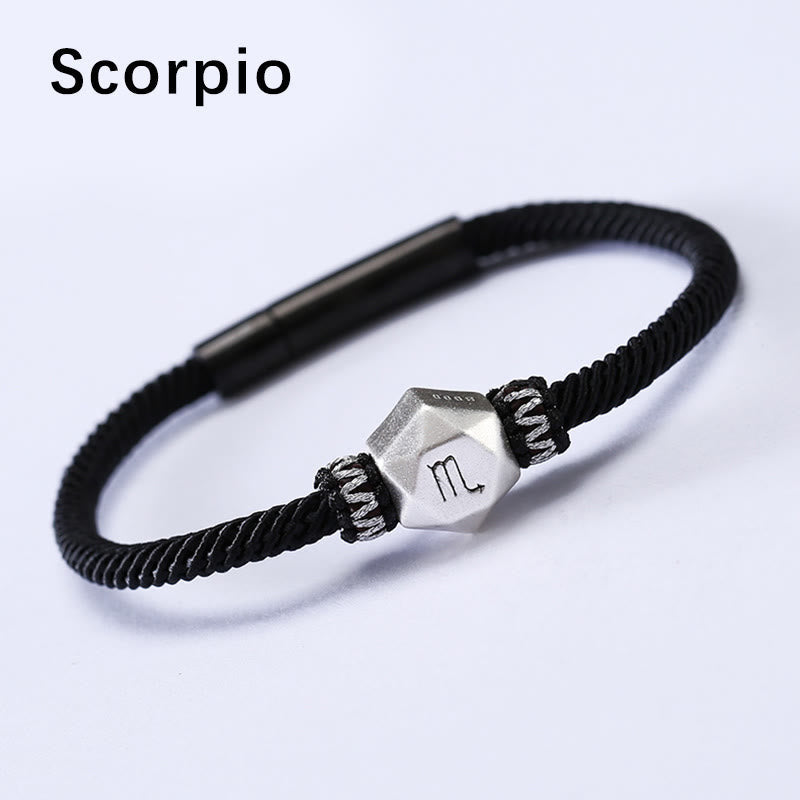 999 Sterling Silver 12 Constellations of the Zodiac Protection Handmade String Bracelet