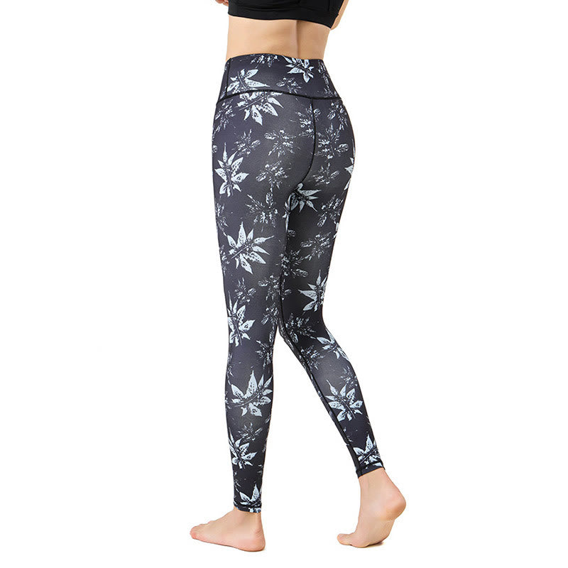 Earthy Botanical Print High-Waist Yoga Leggings