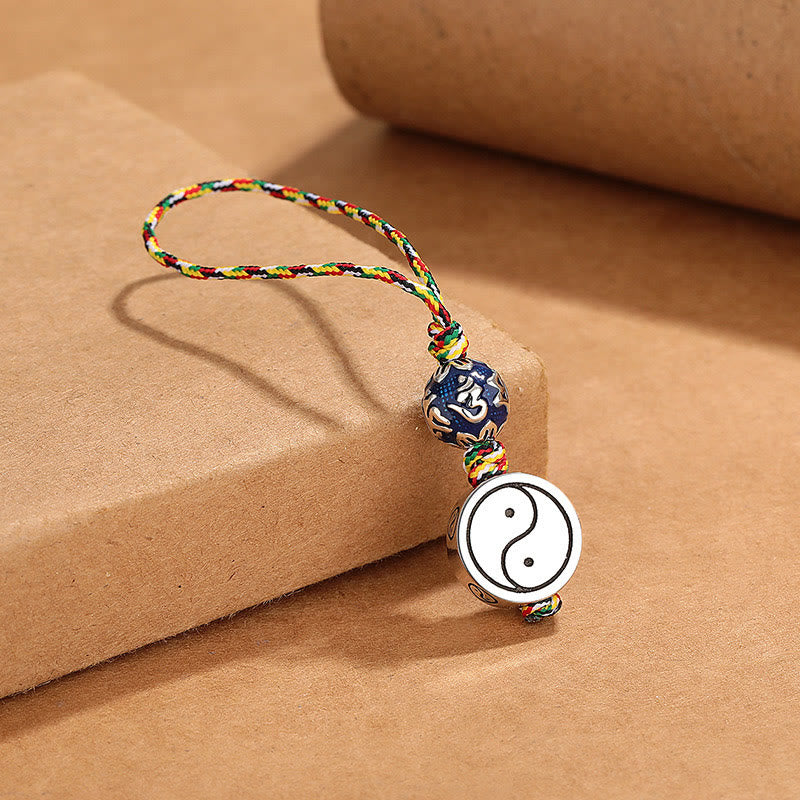 Yin Yang Symbol Om Mani Padme Hum Bagua Copper Harmony Key Chain