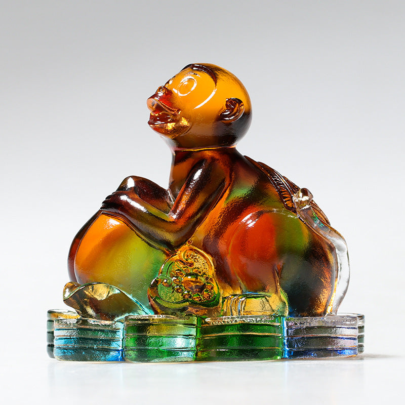 Year of the Dragon Handmade 12 Chinese Zodiac Liuli Crystal Art Piece Protection Home Office Decoration