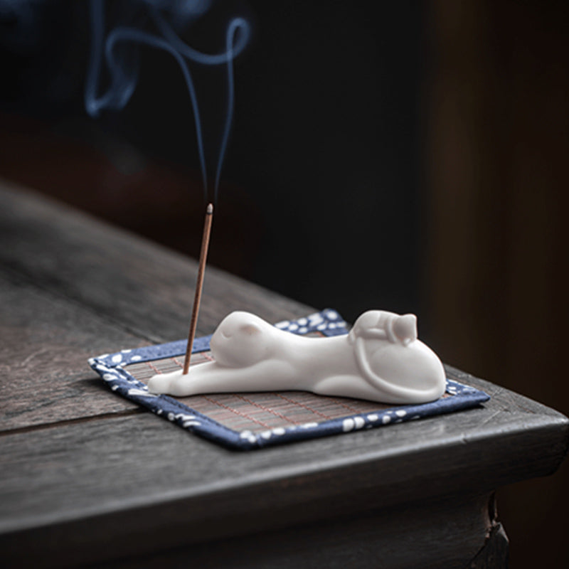 Handcrafted Ceramic Animal Figurine Incense Burner and Desktop Decoration