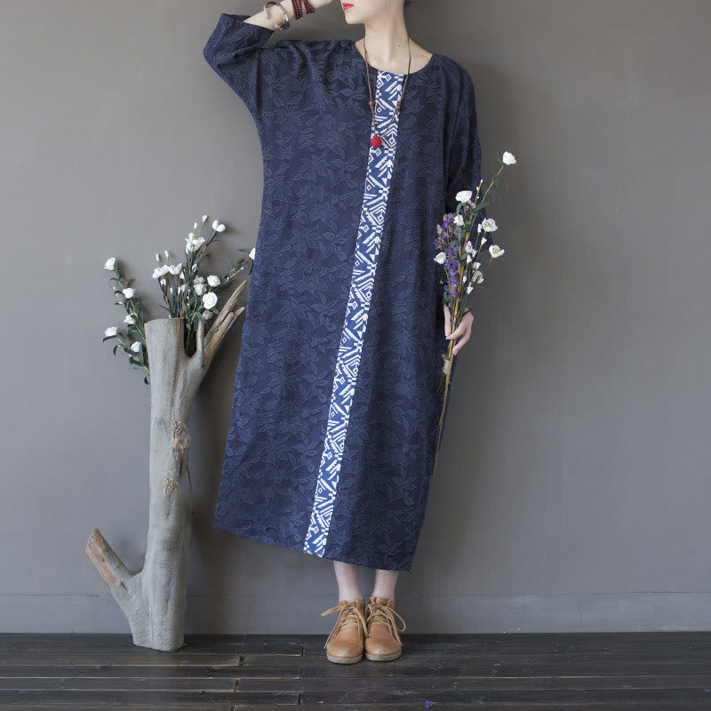 Cotton Floral Embroidered Jacquard Relaxed Midi Dress