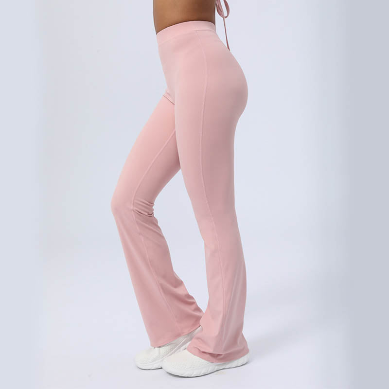 Long Sleeve Backless Strap Top Bra Flare Pants Fitness Yoga Outfit