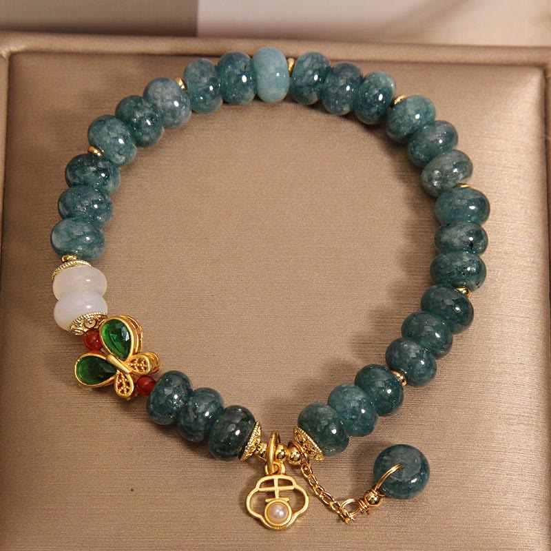 Jade White Agate Butterfly Abacus Beads Abundance Bracelet