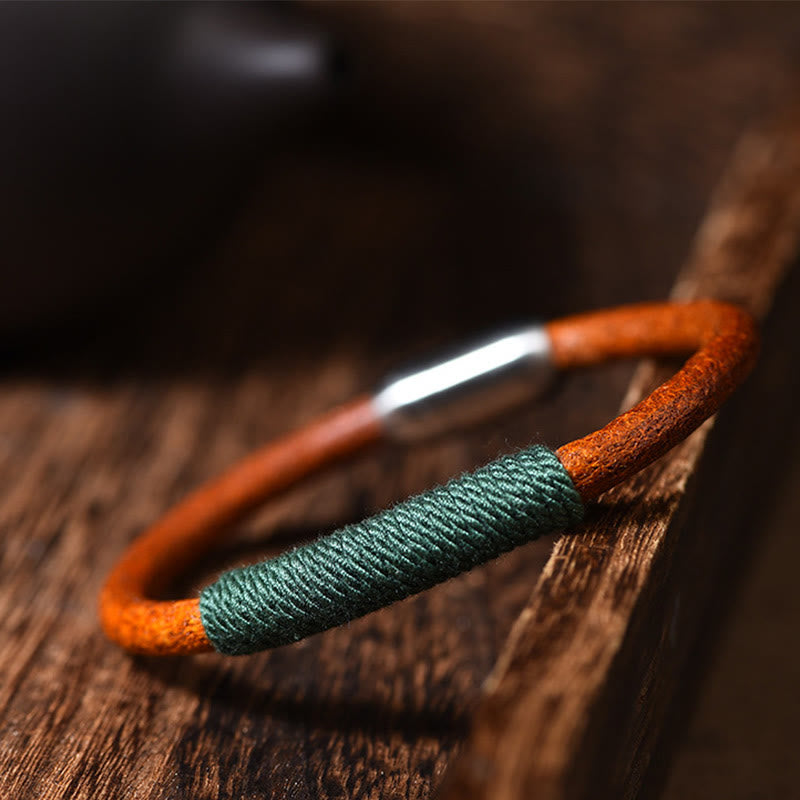 Tibetan Leather Handmade Five Elements Luck Braid String Buckle Bracelet