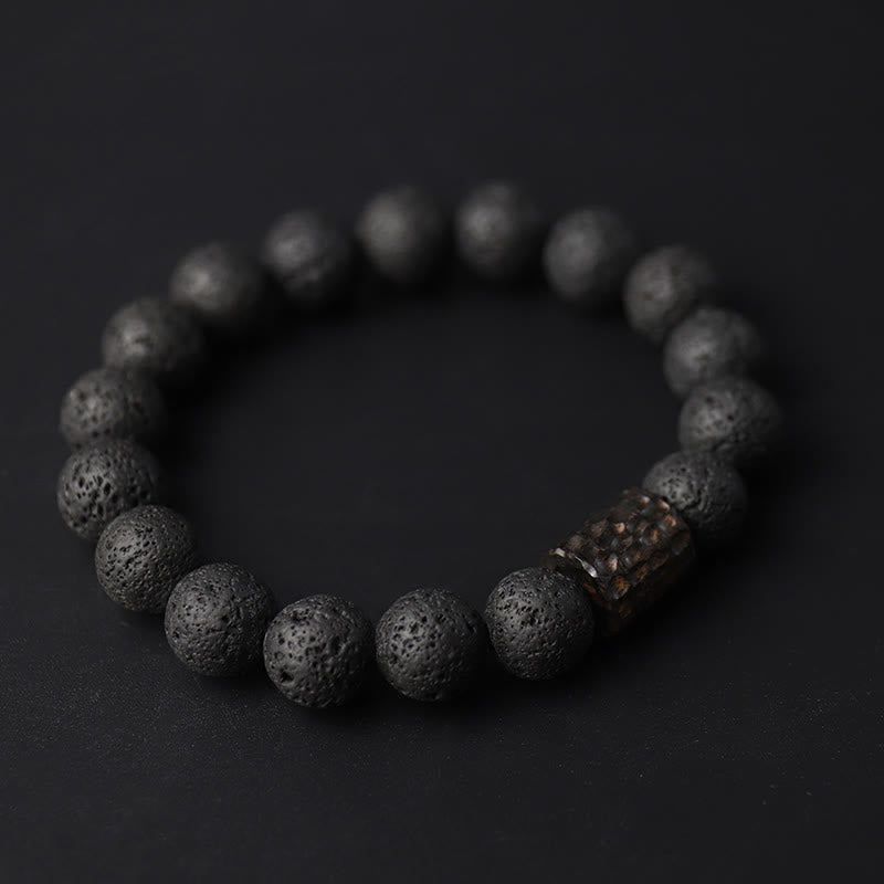 Lava Rock Ebony Wood Tiger Eye Healing Bracelet