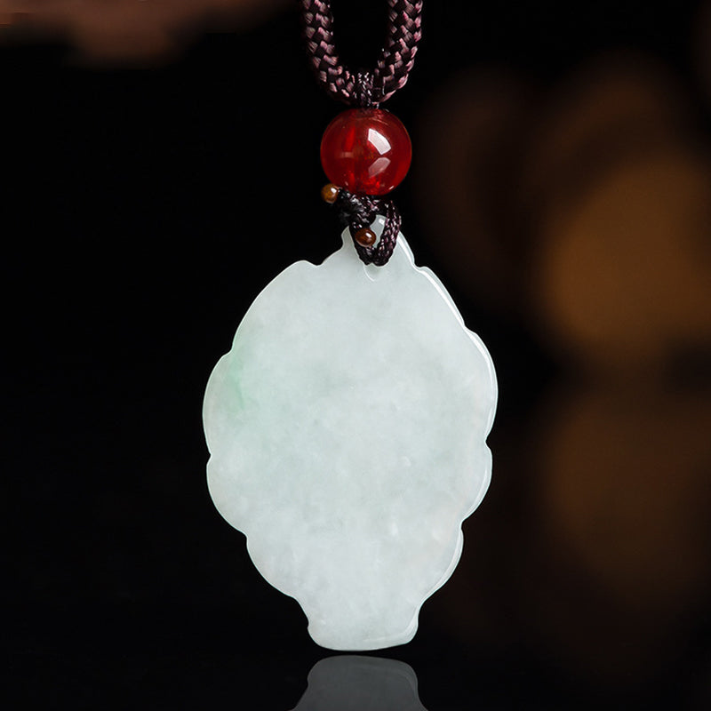Natural Jade Nine Tailed Fox Luck Prosperity Necklace Pendant