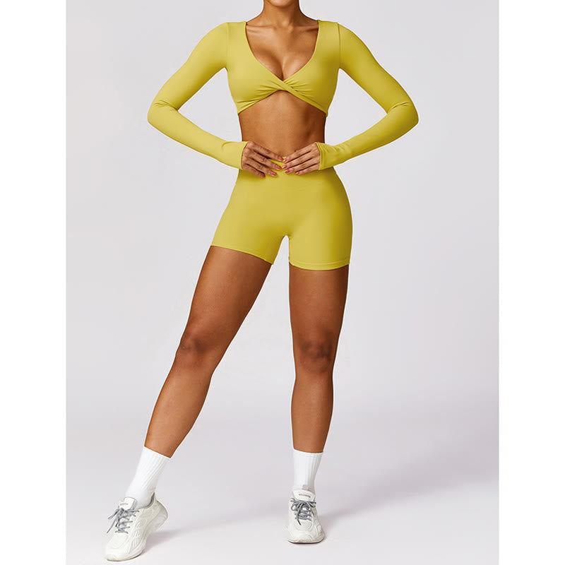 Gym Sports Yoga Backless Bra Crop Tank Top Breathable Shorts