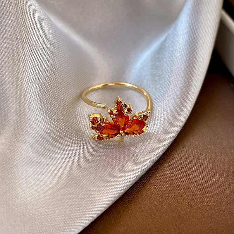 Maple Leaf Zircon Luck Necklace Pendant Ring Earrings