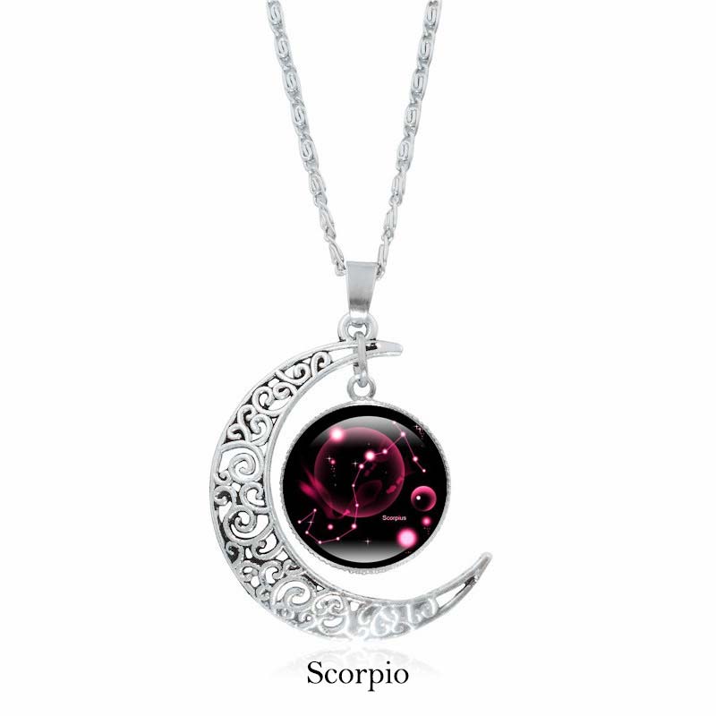12 Constellations of the Zodiac Moon Protection Necklace Chain Pendant