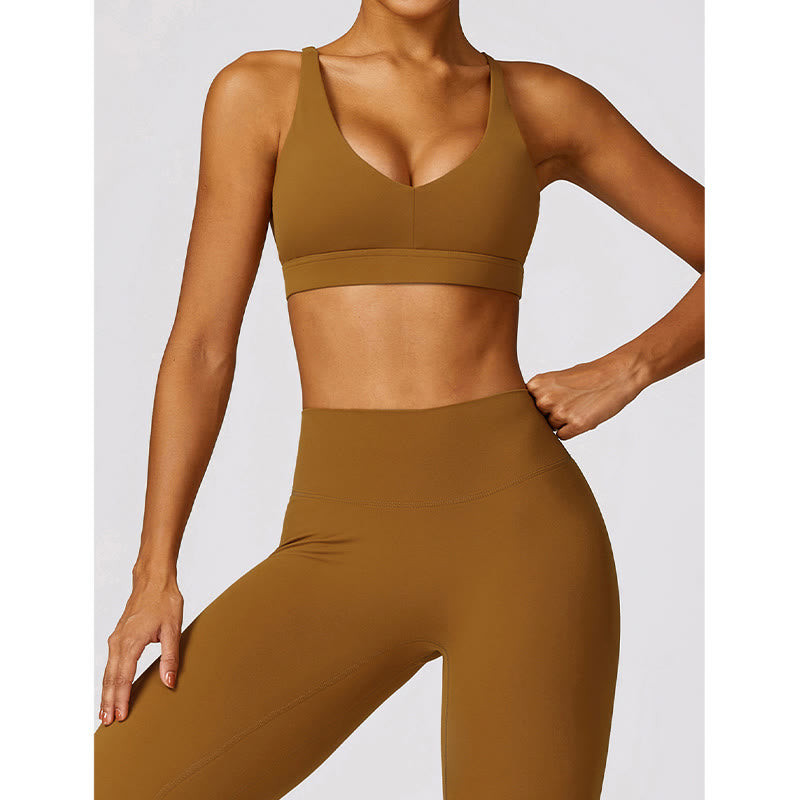 Gym Sports Yoga Backless Bra Crop Tank Top Breathable Shorts