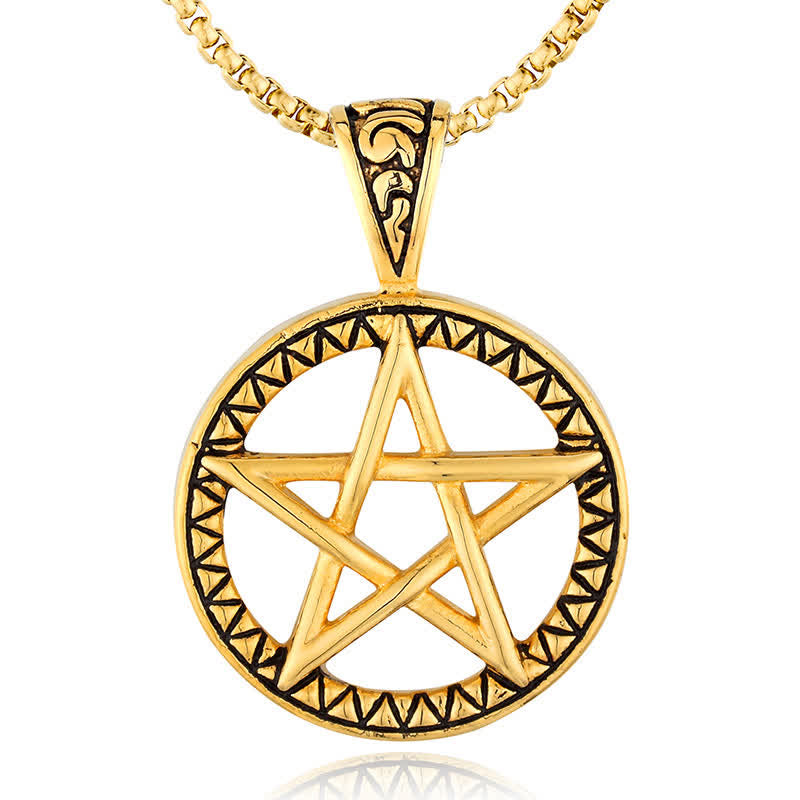 Pentagram Titanium Steel Balance Necklace Pendant
