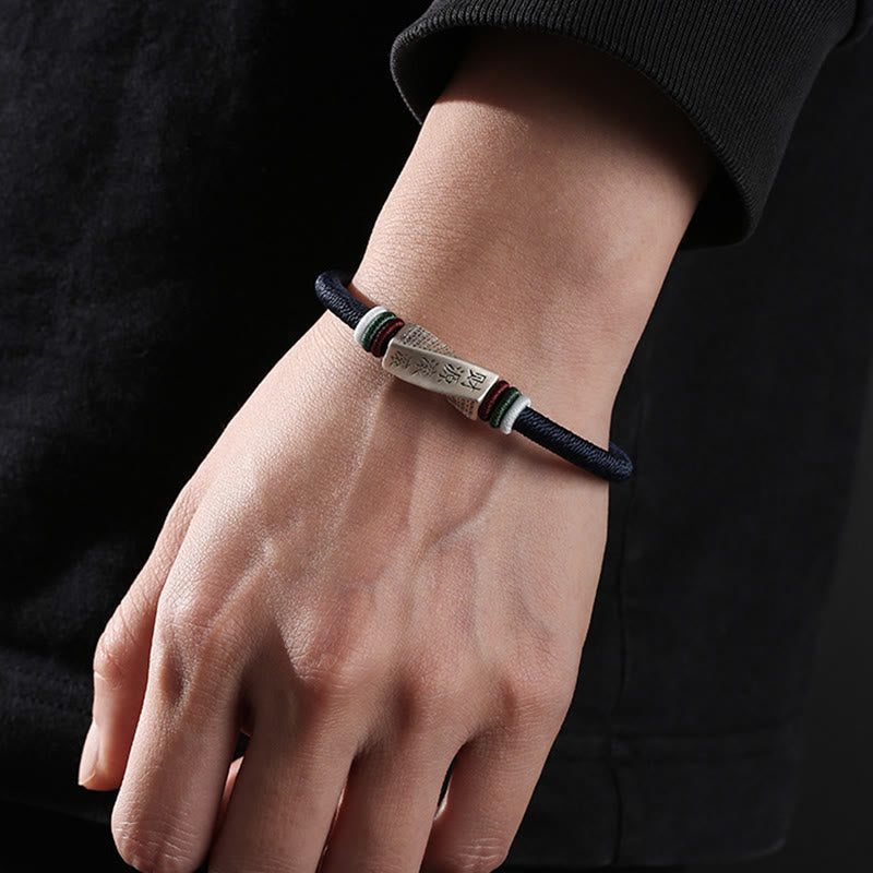 Handmade 999 Sterling Silver String Buckle Blessing Bracelet
