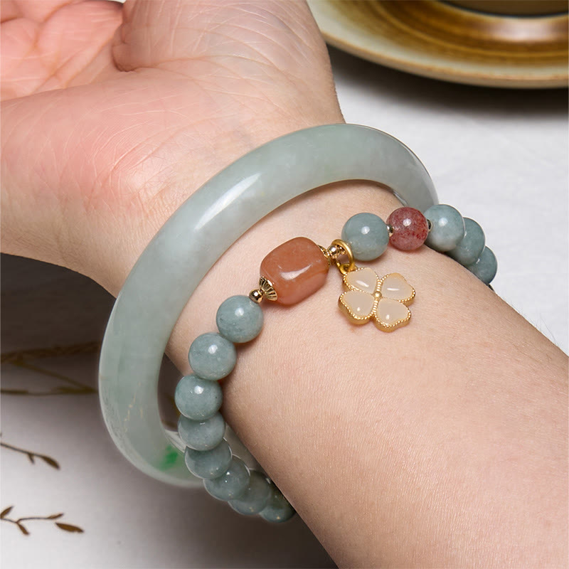Bring Good Luck Green Jade Bracelet Bangle Bundle