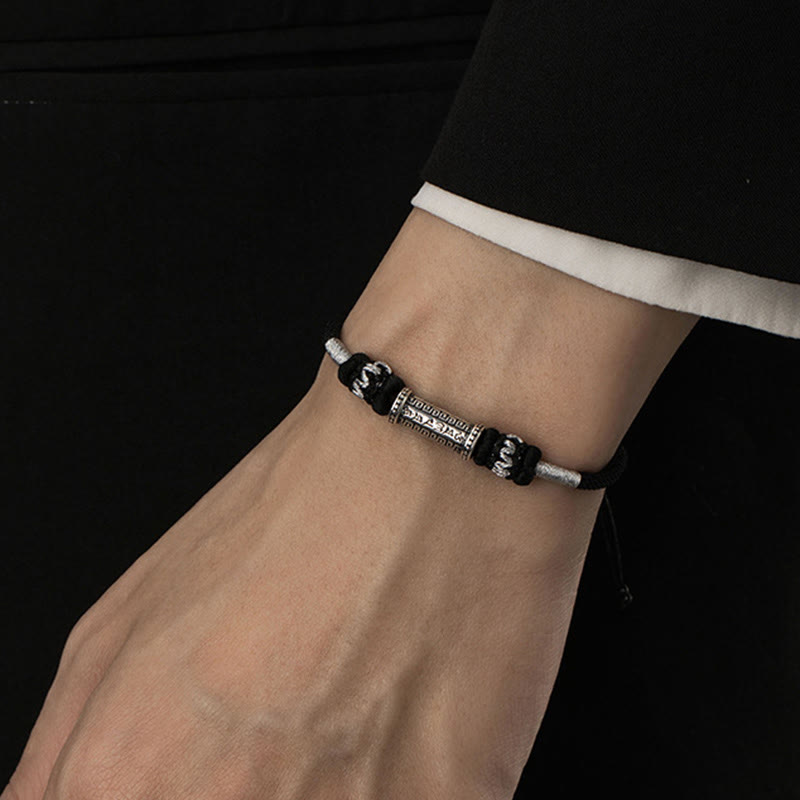925 Sterling Silver Om Mani Padme Hum Wisdom Braided Rope Bracelet
