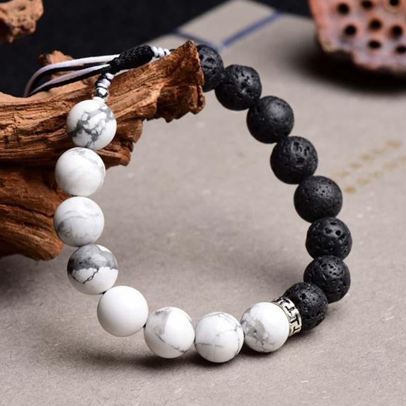 Yin Yang Lava Stone Protection Bracelet