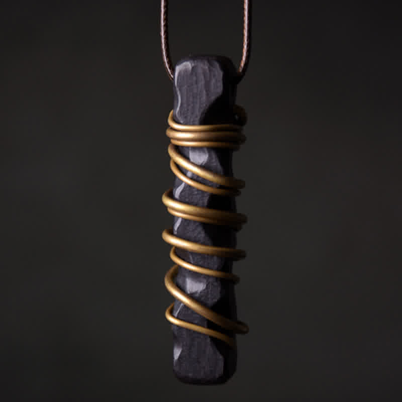 Tibet Ebony Wood Copper Balance Peace Necklace Pendant