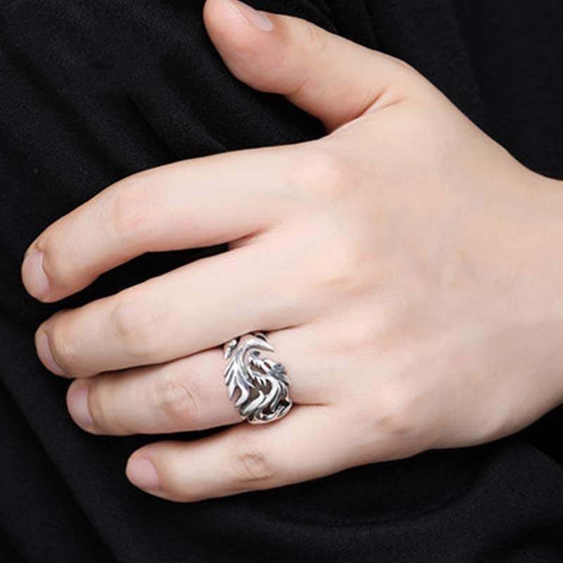 Intricate Dragon Pattern Adjustable Alloy Statement Ring for Men and Women