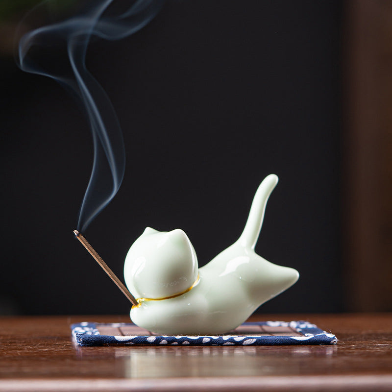 Handcrafted Ceramic Animal Figurine Incense Burner and Desktop Decoration