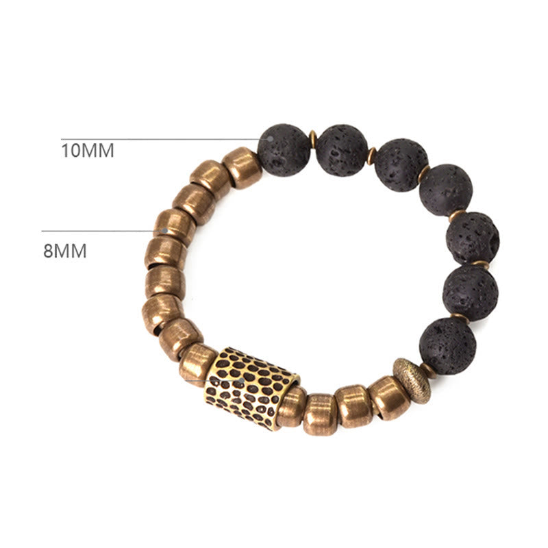 Lava Rock Stone Rainbow Obsidian Copper Support Healing Bracelet