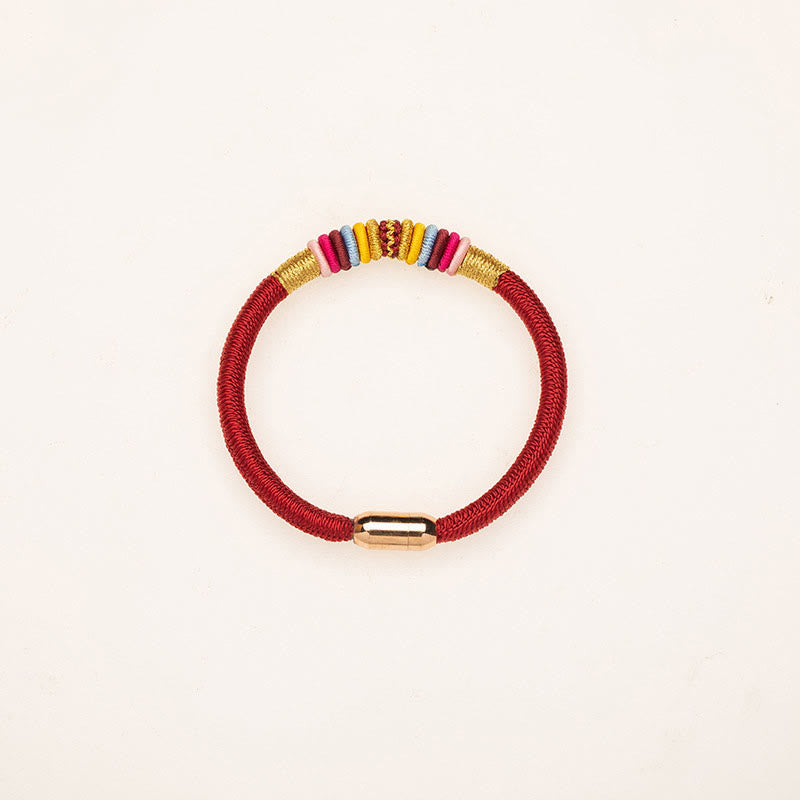 Hand-Braided Tibetan Vajra Knot Red String Bracelet with Magnetic Buckle