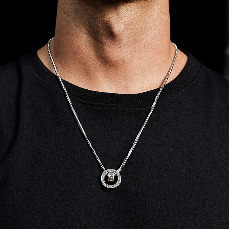 Tibetan Om Mani Padme Hum Carved Peace Purity Chain Necklace Pendant