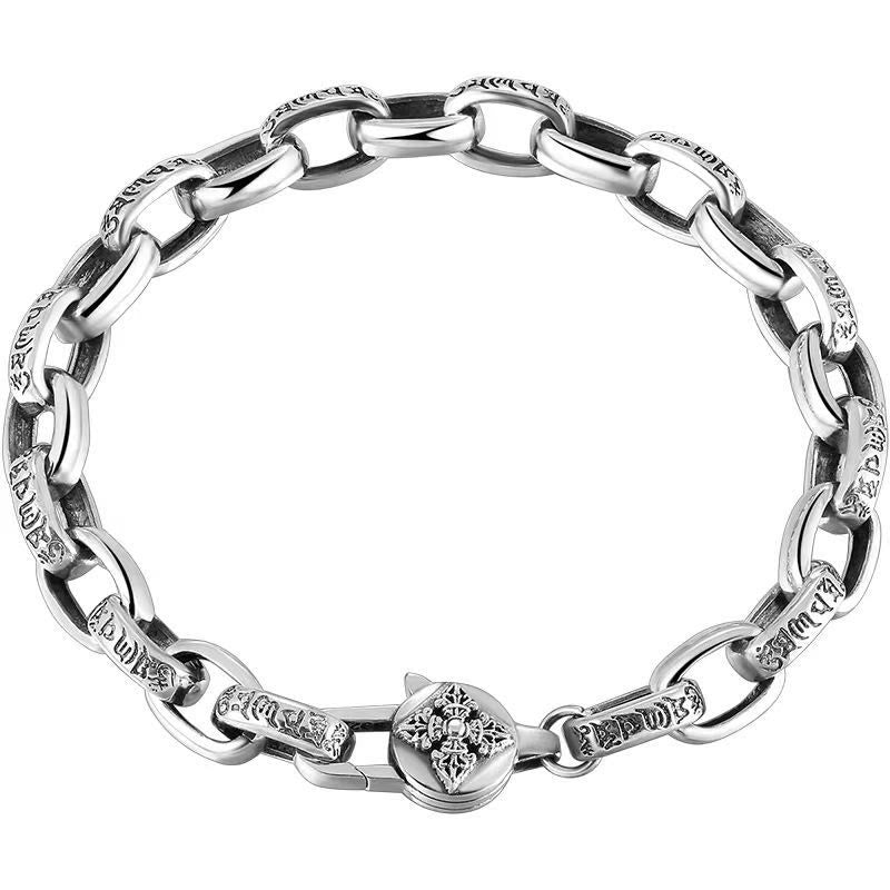 Hand-Engraved Copper Om Mani Padme Hum Vajra Mantra Bracelet