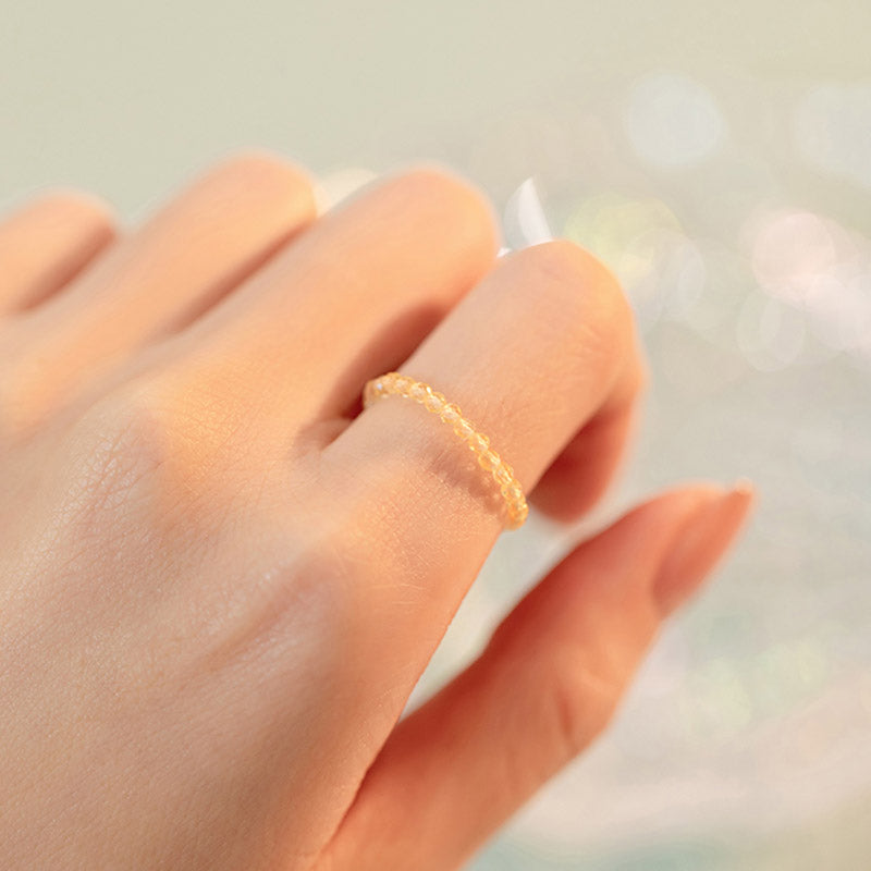 Natural Citrine and 14k Gold-Plated Handcrafted Minimalist Ring