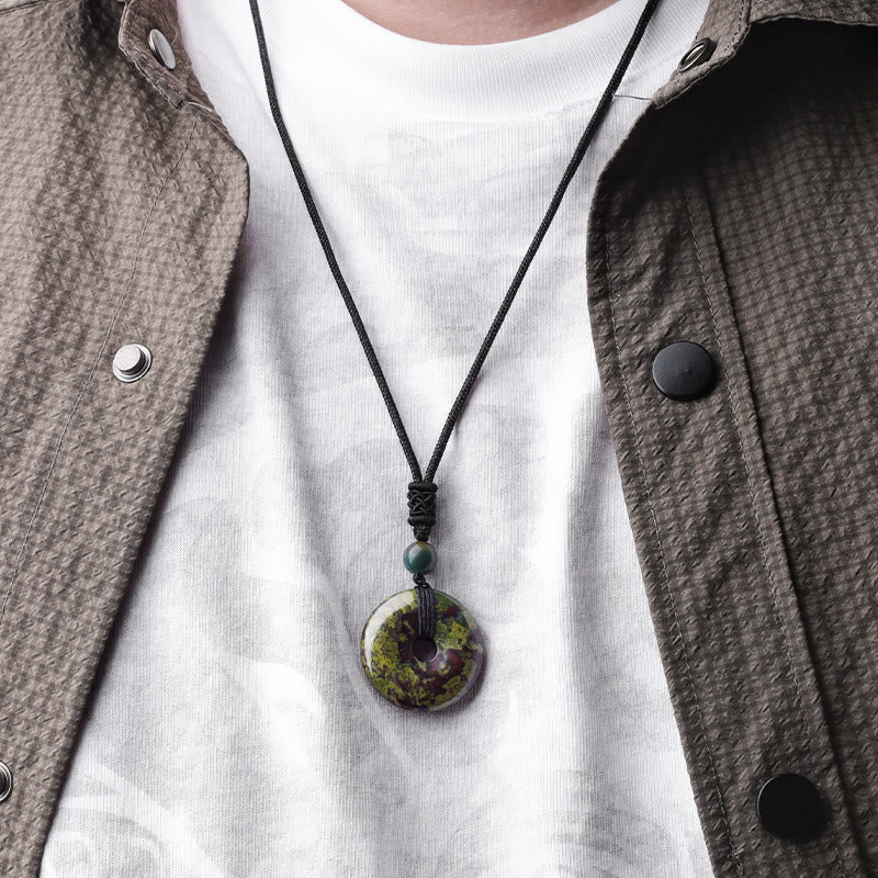 Lucky Coin Pendant Healing Crystal Gemstone Necklace