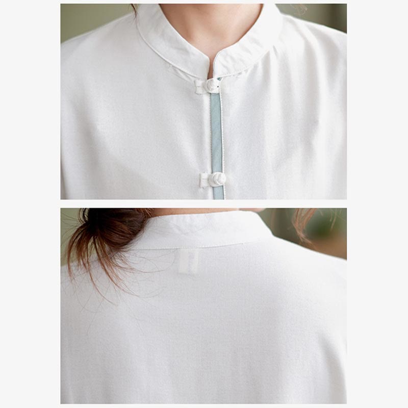 2Pcs Tang Suit Long Sleeve Shirt Top Pants Meditation Zen Tai Chi Cotton Linen Clothing Women's Set