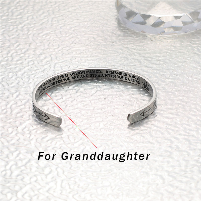 Inspirational Bracelets Personalized Gift for Her Him Engraved Mantra Cuff Bangle Crown Jewelry