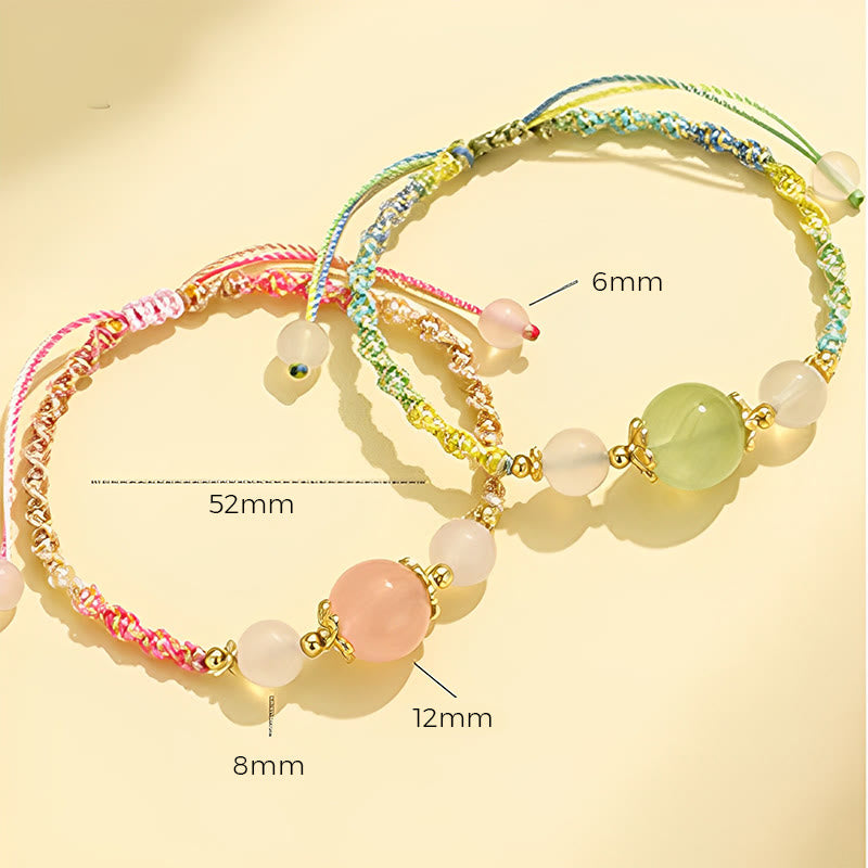 Hand-Woven White Agate & Copper Multi-Gemstone Beaded Rope Bracelet