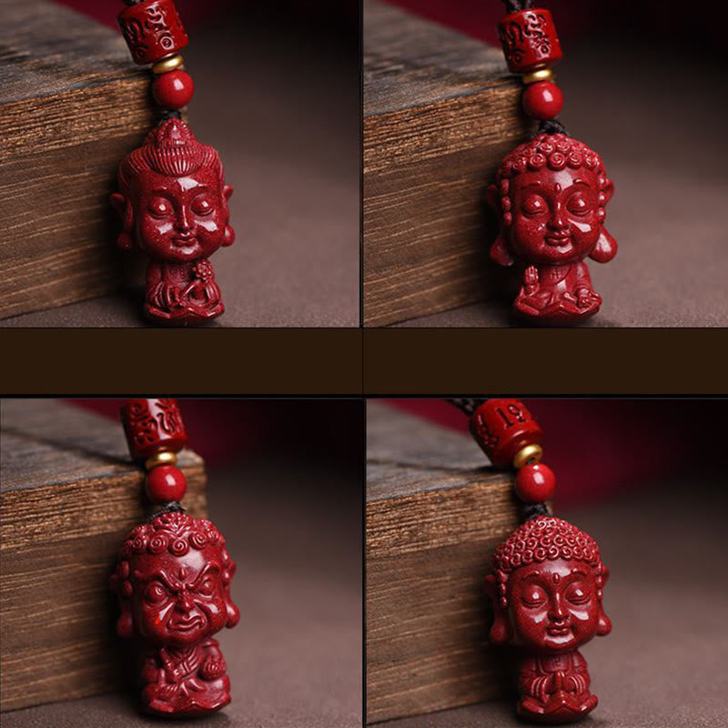 Chinese Zodiac Natal Buddha Natural Cinnabar Amulet Keep Away Evil Spirits Necklace Pendant