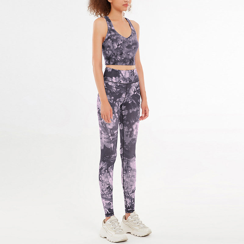 2Pcs Floral Flowers Print Crop Tank Top Pants Sports Gym Outfits Fitness Yoga Women's Yoga Sets