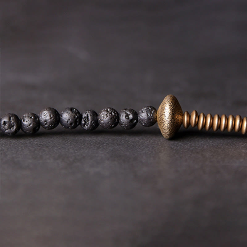 Vintage Lava Rock Brass Copper Healing Multilayered Bracelet