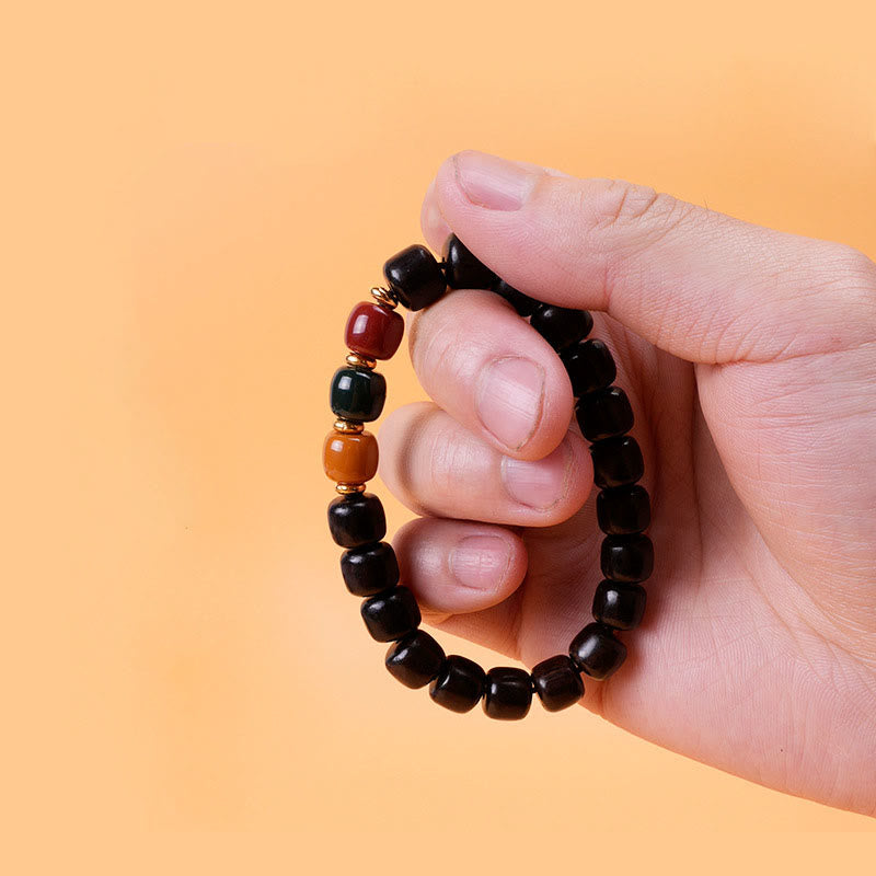 Handmade Natural Wood & Copper Beaded Meditation Bracelet