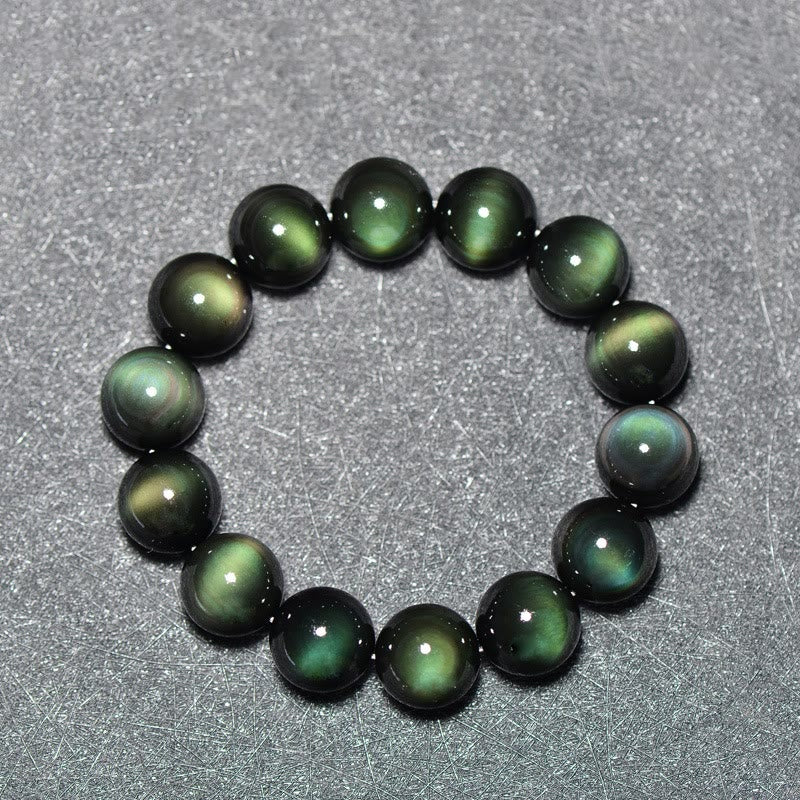 Natural Green Eye Obsidian Wealth Bracelet