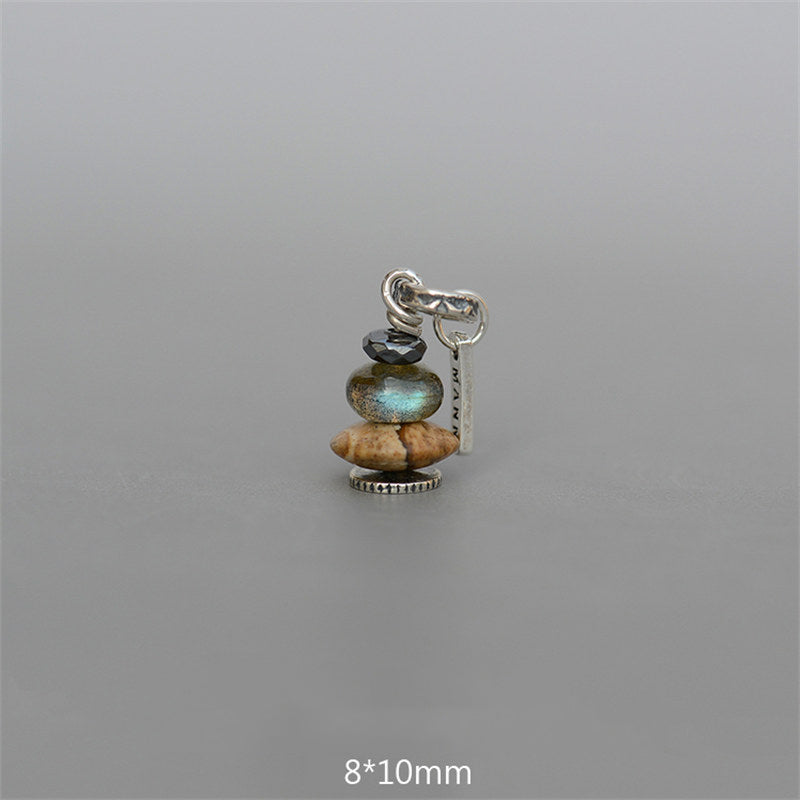 Zen Cairn Labradorite Various Crystals Calm Pendant Necklace