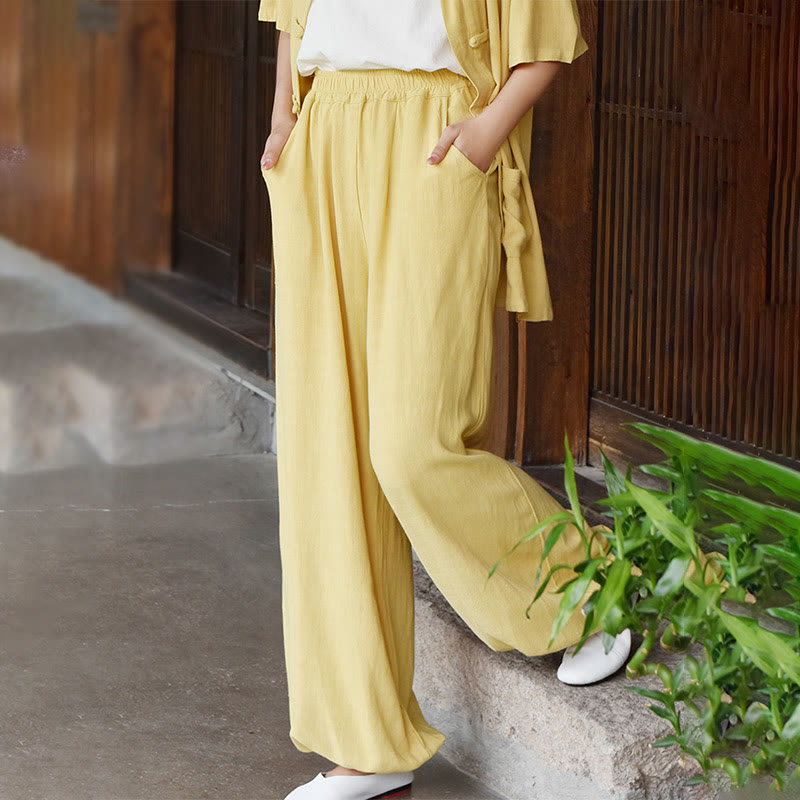 Tactile Breathable Linen Harem Pants for Mindful Meditation and Yoga