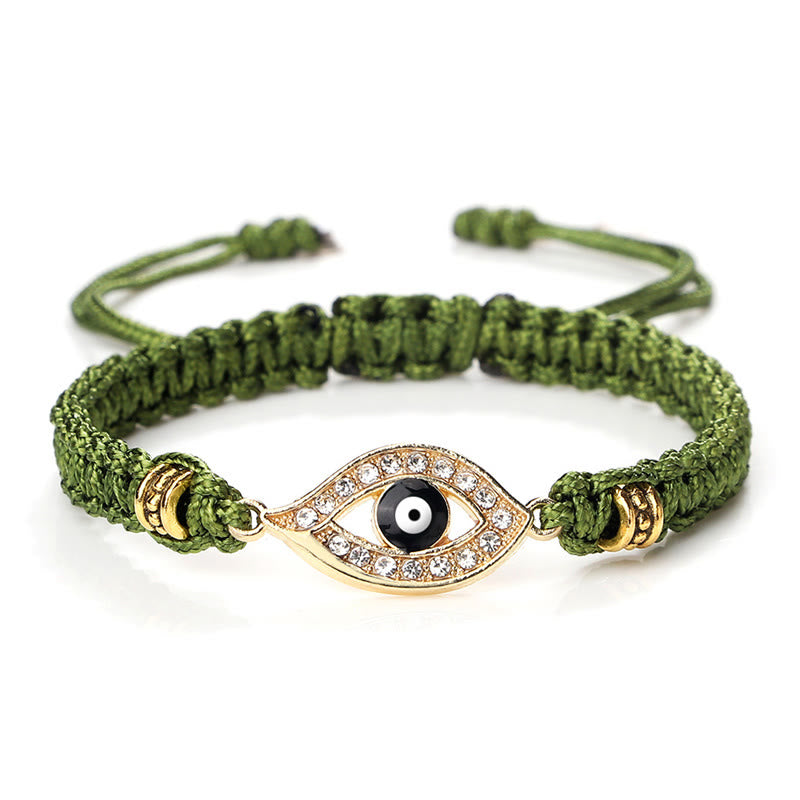 Handmade Evil Eye Red String Braided Bracelet with Gold or Silver Border