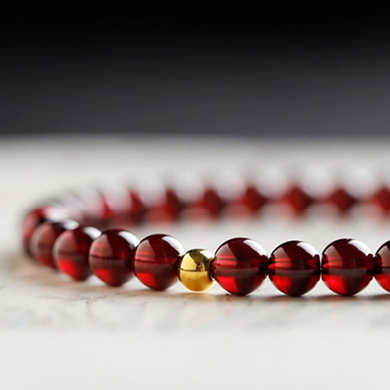 999 Gold Koi Fish Natural Garnet Protection Bracelet