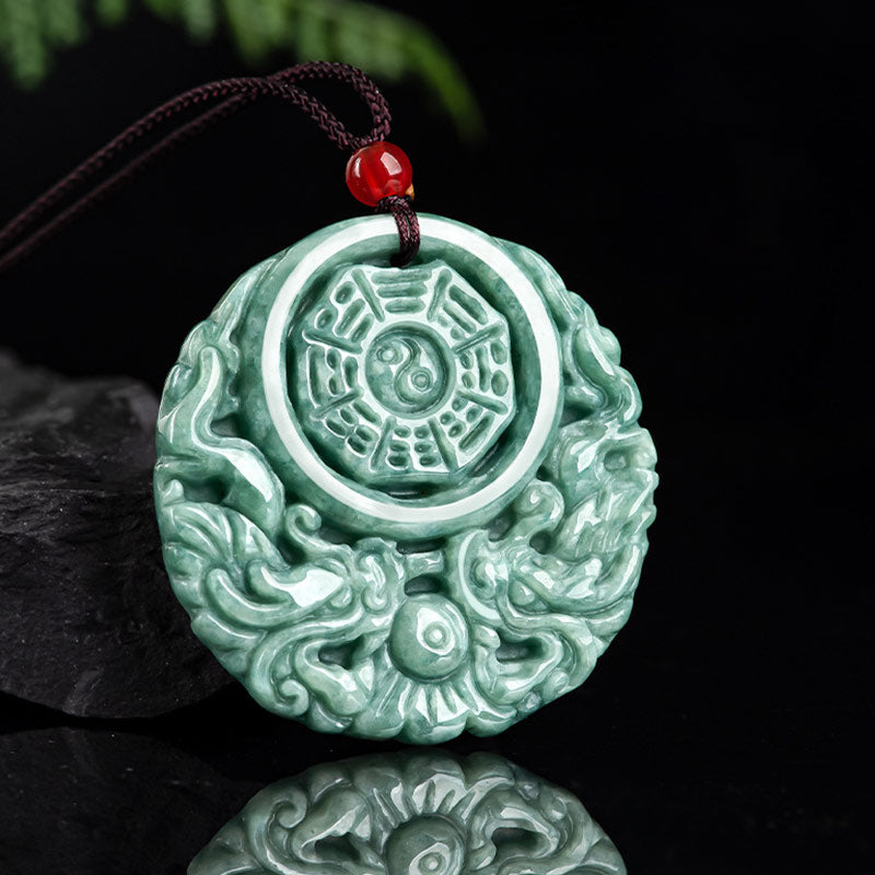 Dragon Jade Yin Yang Balance Necklace String Pendant