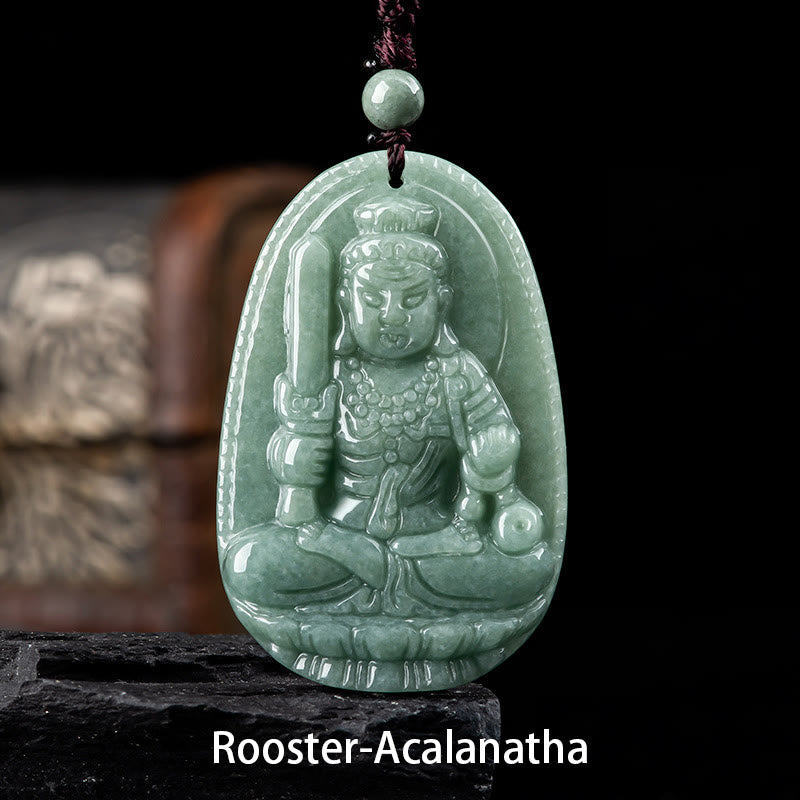 Chinese Zodiac Natal Buddha Natural Jade Wealth Prosperity Necklace Pendant (Extra 30% Off | USE CODE: FS30)