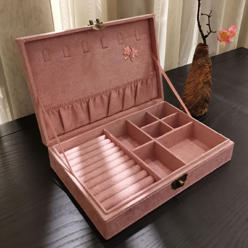 Floral & Dragonfly Flannel Single Layer Jewelry Organizer Box