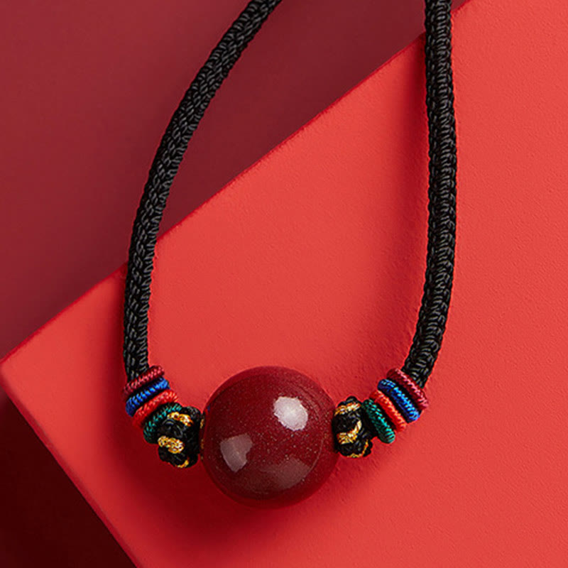 Cinnabar Bead Blessing String Necklace Pendant