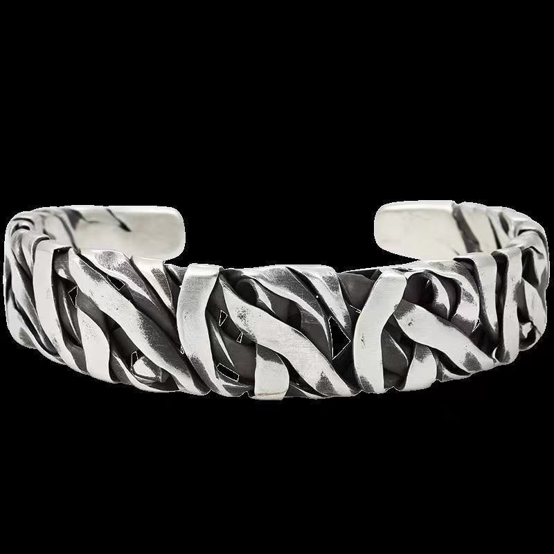 Retro Line Texture Healing Cuff Bracelet Bangle
